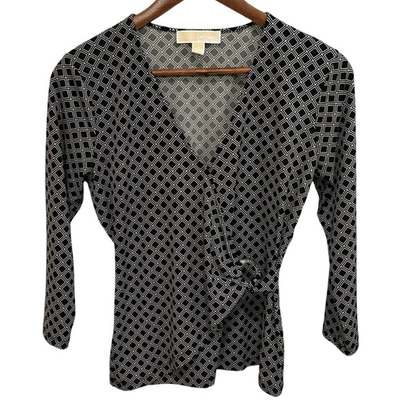 Michael Kors Faux Wrap V-Neck Woman’s Blouse Sz Small - Picture 1 of 11